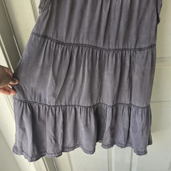 Anthropologie Jenee Tiered Tunic Dress Sz S Washed Black Short Casual Pockets - Picture 10 of 13
